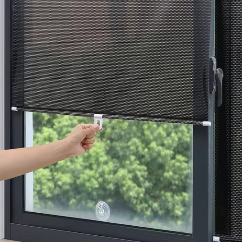 Solvra Black Window Screen – Modern UV Sun Protection Rolling Screen for Homes