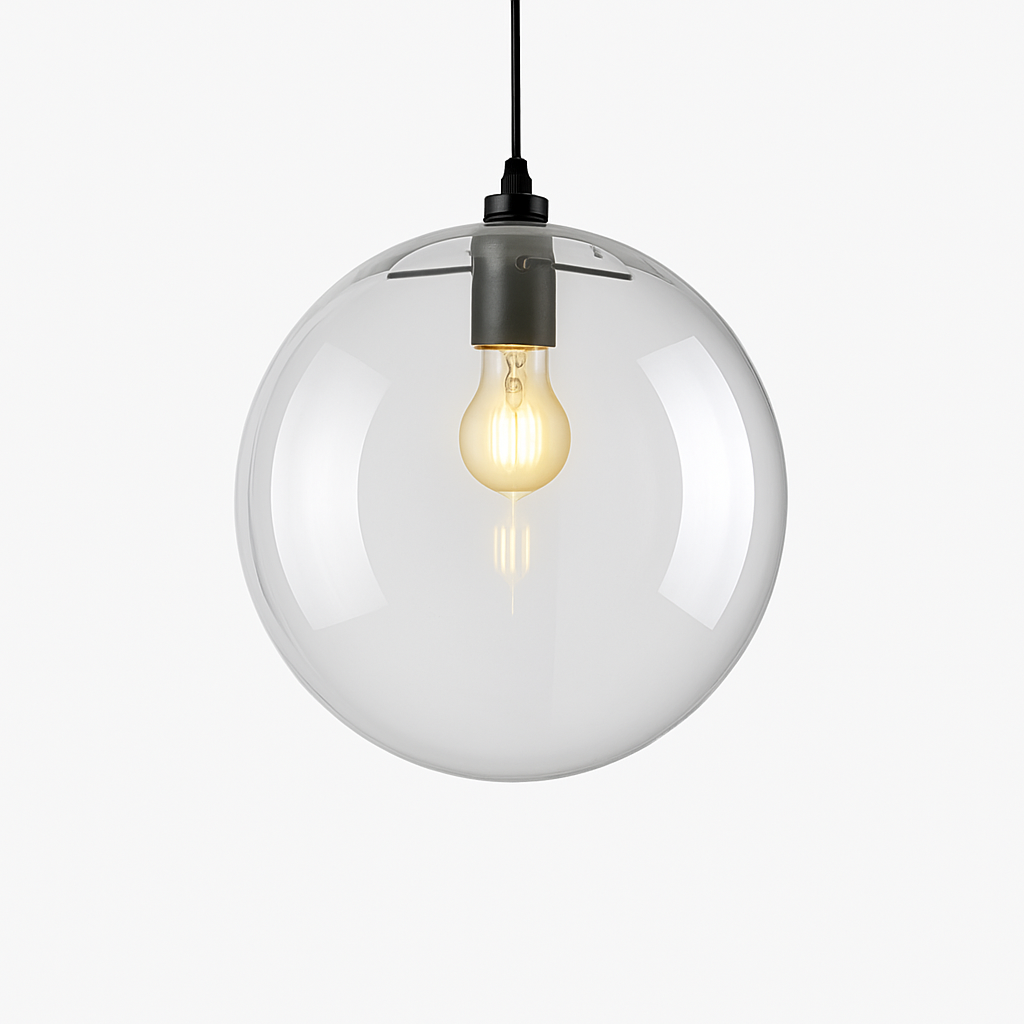 Kora Modern Black Pendant Light – Dimmable Glass Design for Stylish Kitchens