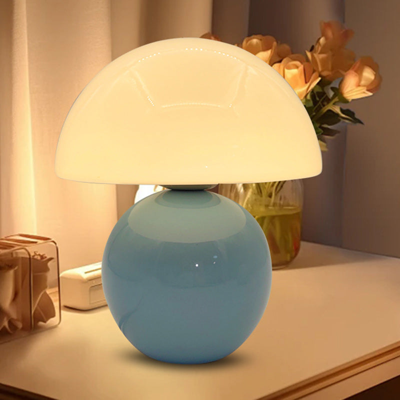 Ceramic Glow Table Lamp with Glass Shade for Bedside Lighting