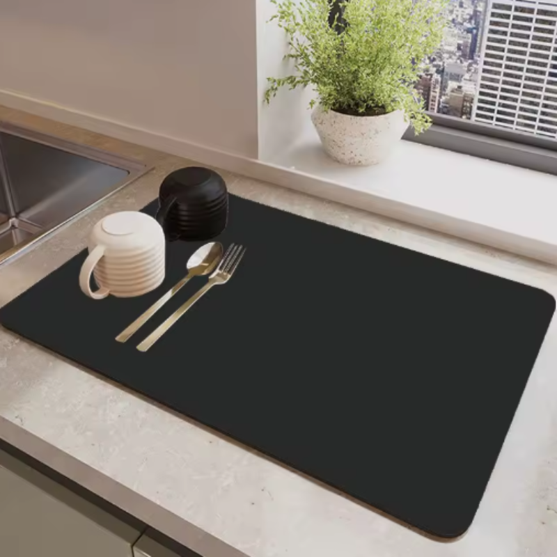 AquaStone Quick Dry Dish Mat – Super Absorbent Kitchen Counter Drying Solution