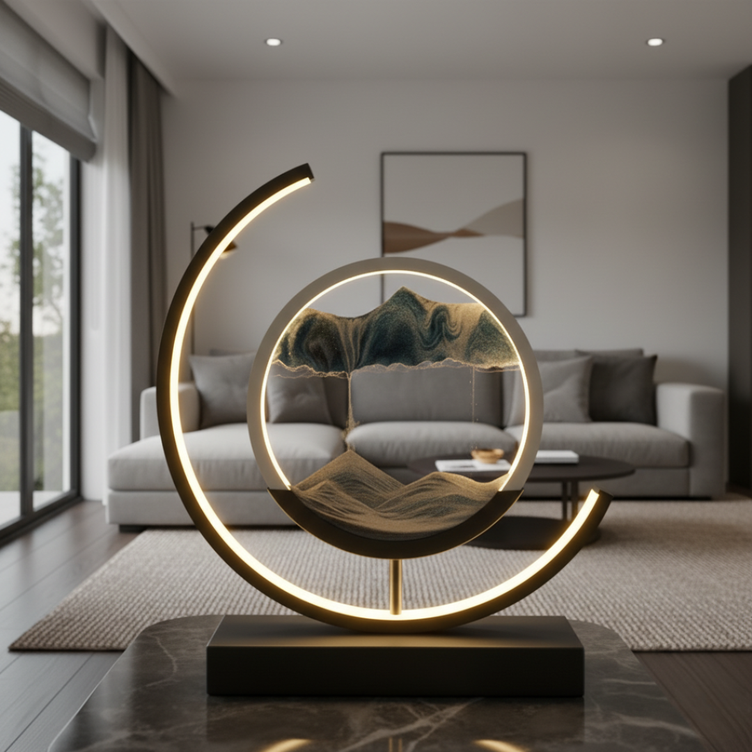 Lioren Kinetic Sandscape LED Lamp – Moving Sand Art Table Light for Relaxing Ambience