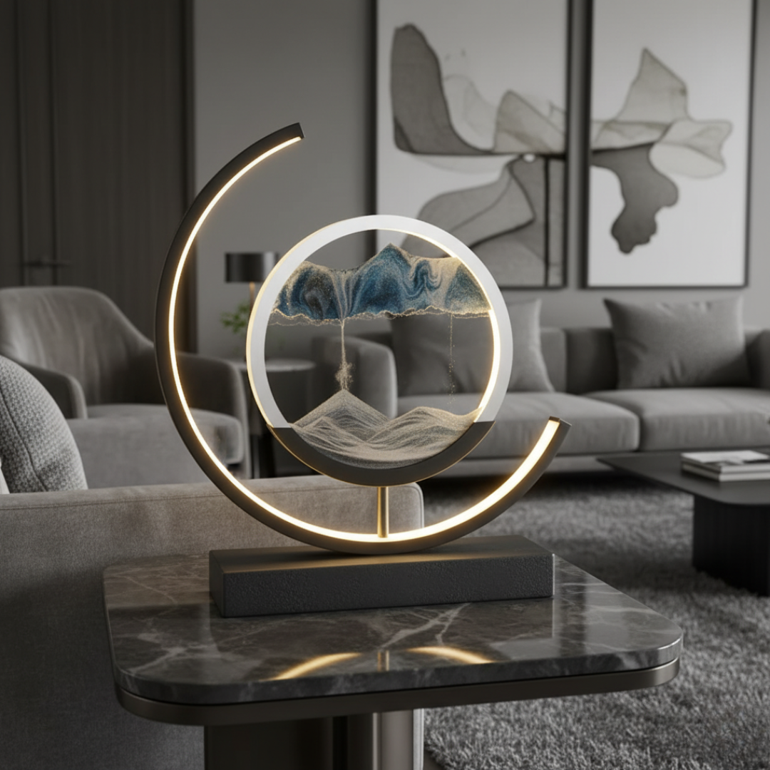 Lioren Kinetic Sandscape LED Lamp – Moving Sand Art Table Light for Relaxing Ambience