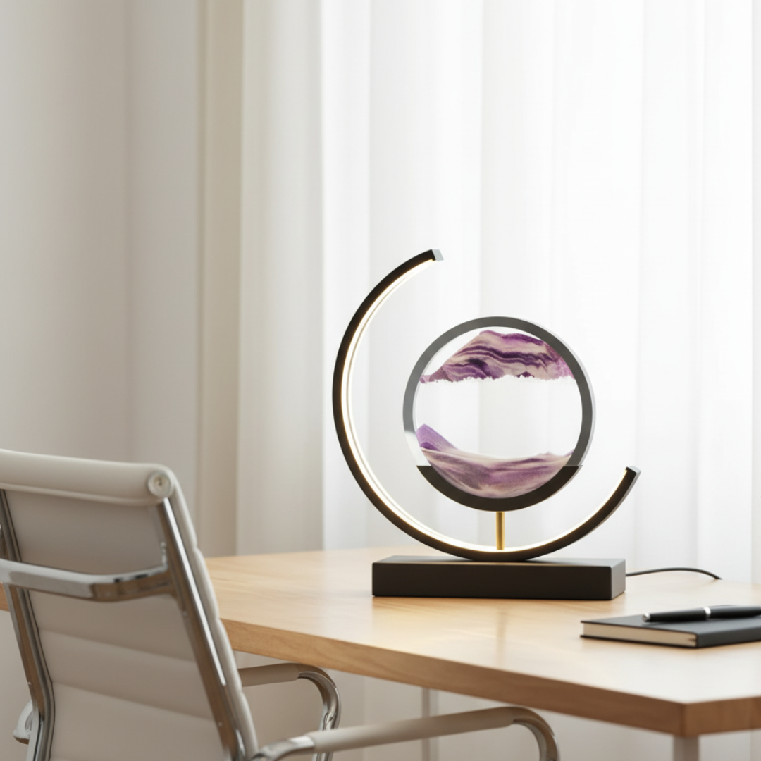 Lioren Kinetic Sandscape LED Lamp – Moving Sand Art Table Light for Relaxing Ambience