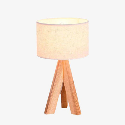 Elvory Fabric Bedside Table Lamp – Wooden Base Warm Bedroom Lighting