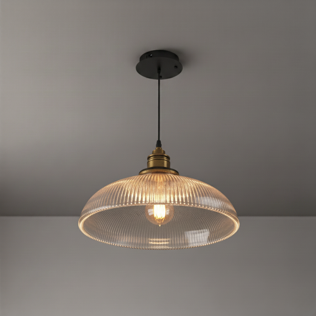 Elyvra Prismatic Glass Pendant Lamp – Modern Adjustable Ceiling Light for Warm Interiors