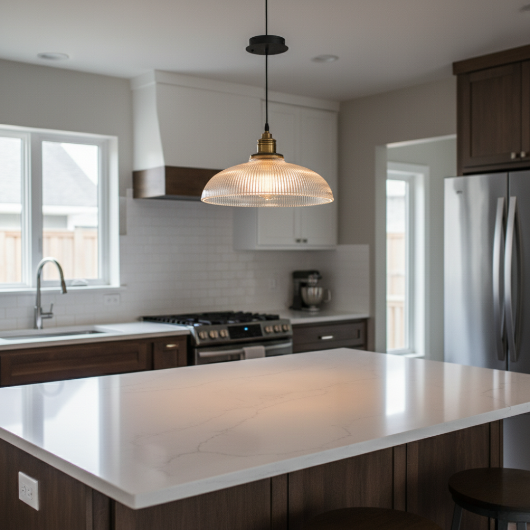 Elyvra Prismatic Glass Pendant Lamp – Modern Adjustable Ceiling Light for Warm Interiors