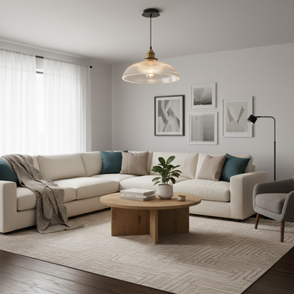 Elyvra Prismatic Glass Pendant Lamp – Modern Adjustable Ceiling Light for Warm Interiors