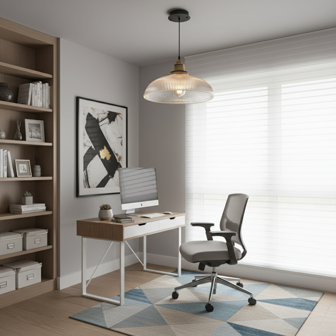 Elyvra Prismatic Glass Pendant Lamp – Modern Adjustable Ceiling Light for Warm Interiors