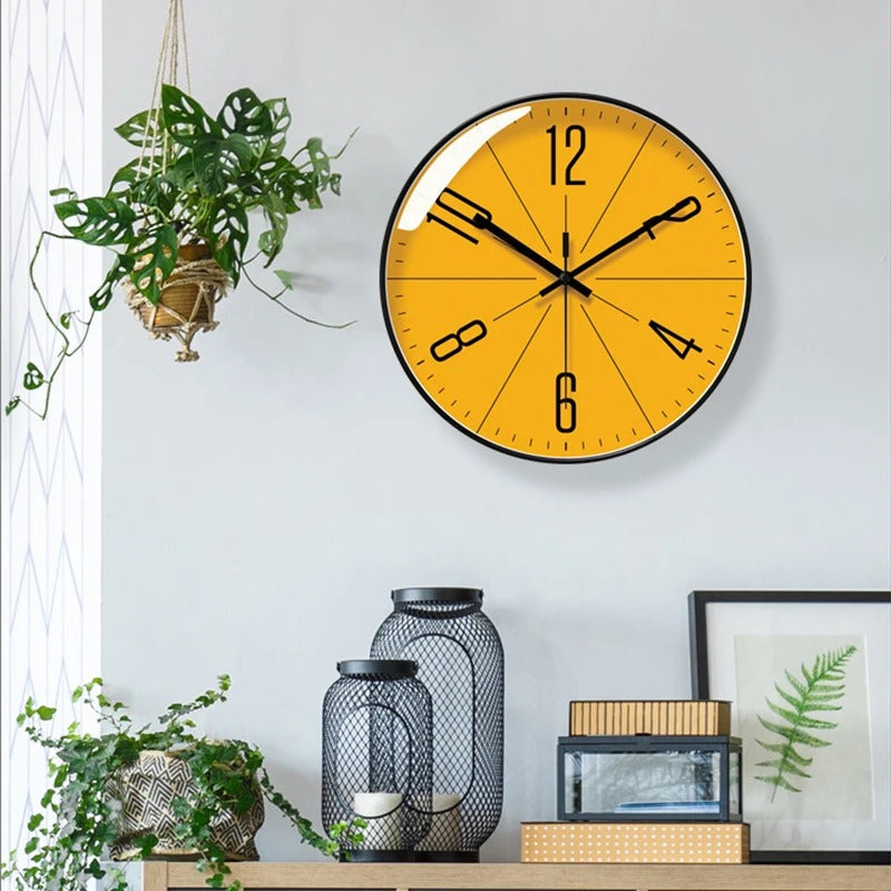 Marivelle Modern Art Nouveau Wall Clock – Stylish Yellow Dial Home Decor Piece