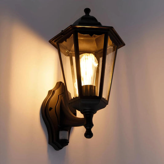 Luminara Black Outdoor Wall Light – Motion Sensor Security Garden Lighting