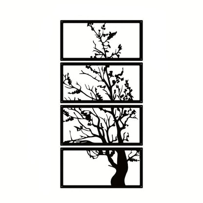 Elegant Noir Metal Wall Sculpture Set – Artistic Tree Design for Modern Interiors