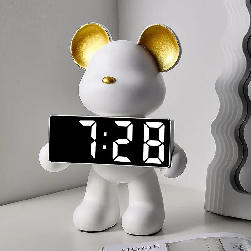 Lumo Bear Alarm Clock – Modern LED Sculptural Design with Night Display