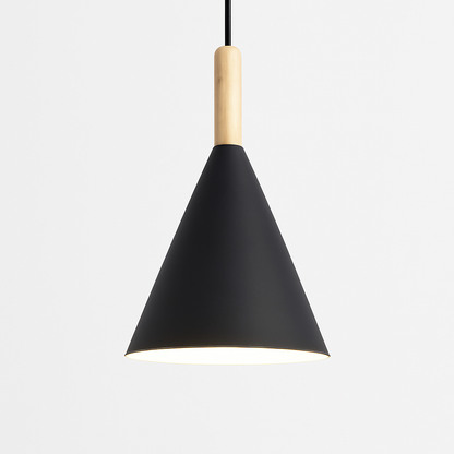 Lunaro Conical Pendant Light – Modern Metal and Wood Kitchen Fixture