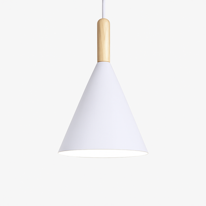 Lunaro Conical Pendant Light – Modern Metal and Wood Kitchen Fixture