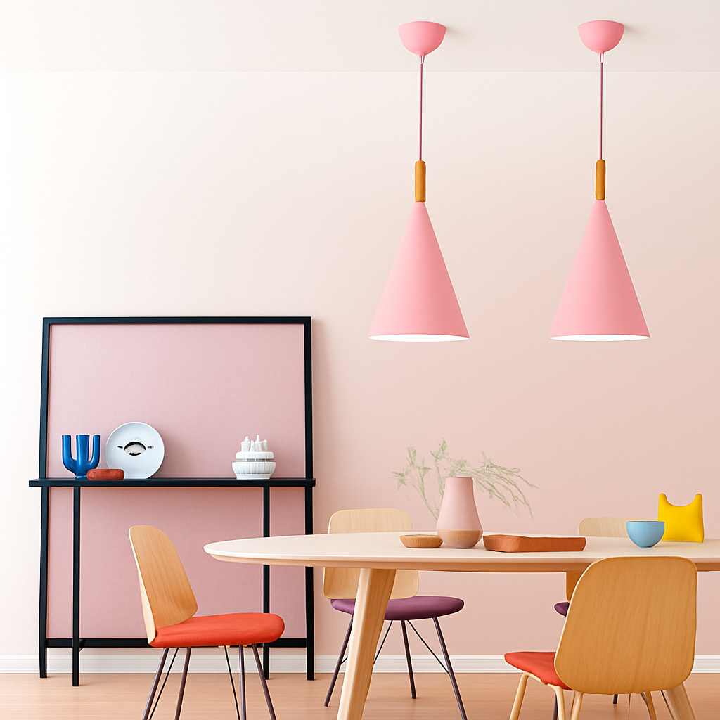 Lunaro Conical Pendant Light – Modern Metal and Wood Kitchen Fixture