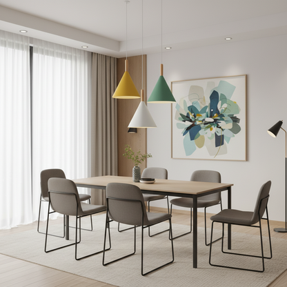 Lunaro Conical Pendant Light – Modern Metal and Wood Kitchen Fixture