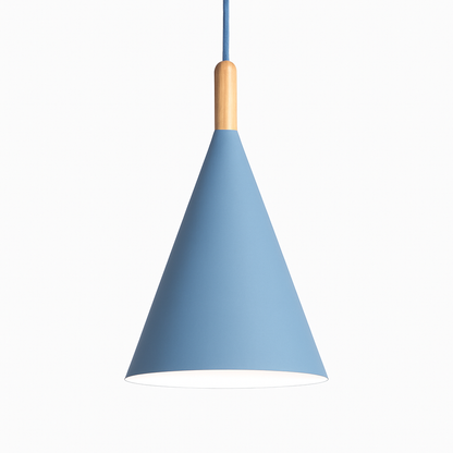 Lunaro Conical Pendant Light – Modern Metal and Wood Kitchen Fixture