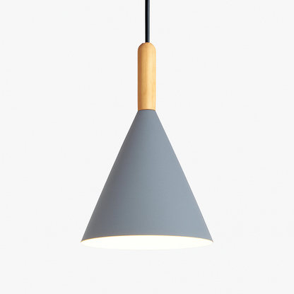 Lunaro Conical Pendant Light – Modern Metal and Wood Kitchen Fixture