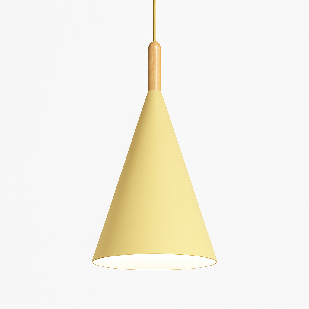 Lunaro Conical Pendant Light – Modern Metal and Wood Kitchen Fixture