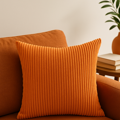 Bellora Corduroy Decorative Cushion Cover – Soft Striped Design for Modern Interiors
