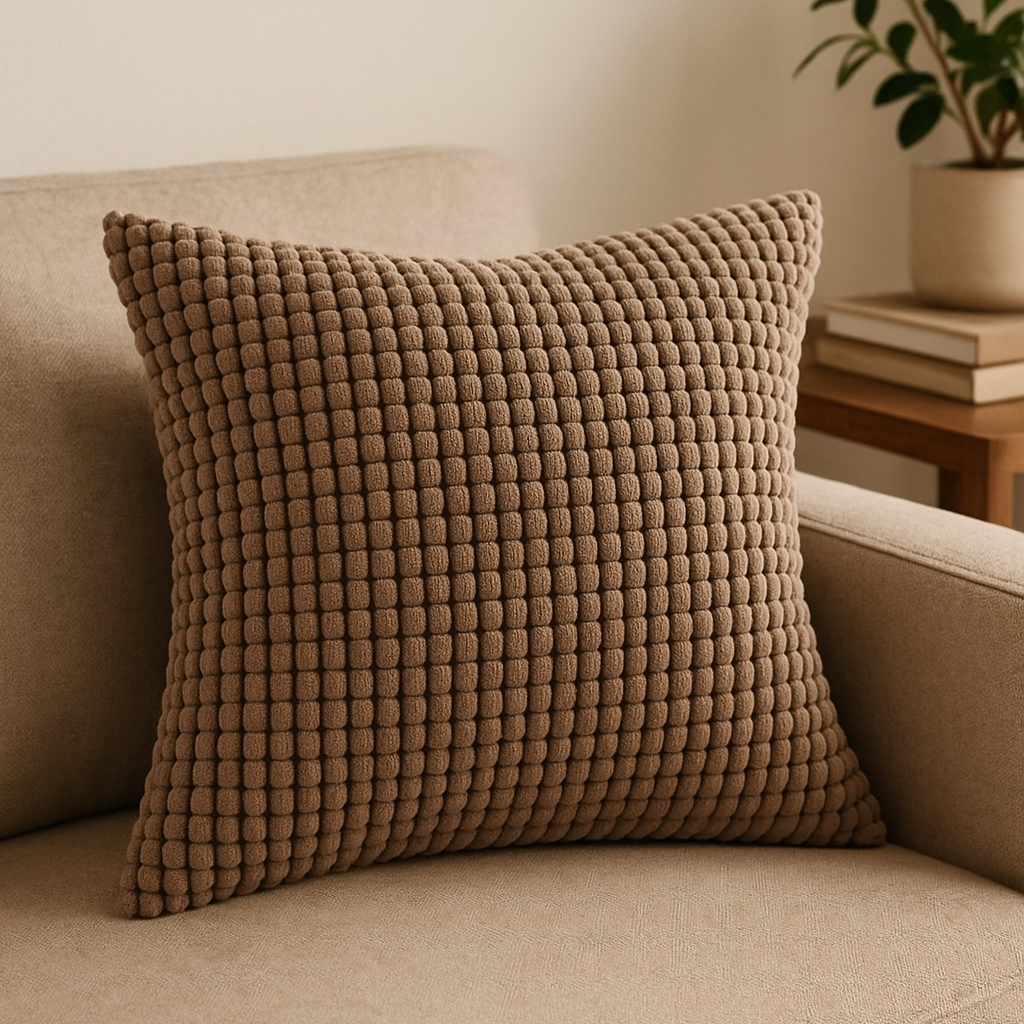 Kalisse Large Brown Cushion Cover – Textured Polyester for Stylish Home Decor