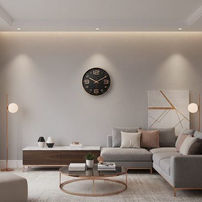 Aven Nordic Silent Wall Clock – 12 Inch White & Black Non-Ticking Quartz Clock