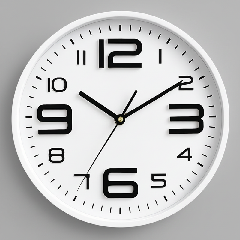 Aven Nordic Silent Wall Clock – 12 Inch White & Black Non-Ticking Quartz Clock