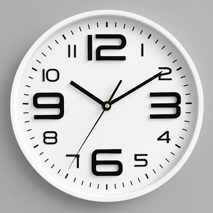 Aven Nordic Silent Wall Clock – 12 Inch White & Black Non-Ticking Quartz Clock