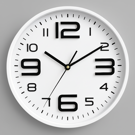 Aven Nordic Silent Wall Clock – 12 Inch White & Black Non-Ticking Quartz Clock
