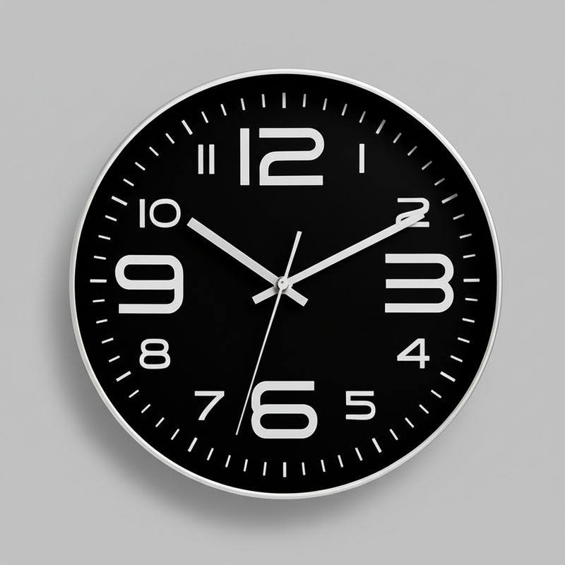 Aven Nordic Silent Wall Clock – 12 Inch White & Black Non-Ticking Quartz Clock