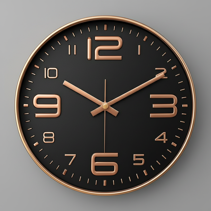 Aven Nordic Silent Wall Clock – 12 Inch White & Black Non-Ticking Quartz Clock
