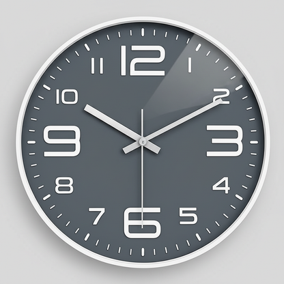 Aven Nordic Silent Wall Clock – 12 Inch White & Black Non-Ticking Quartz Clock