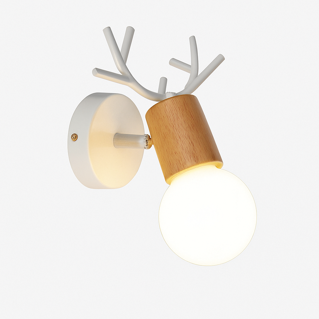 Antler Deer Wall Sconce – Unique Wooden Design for Cozy Ambiance