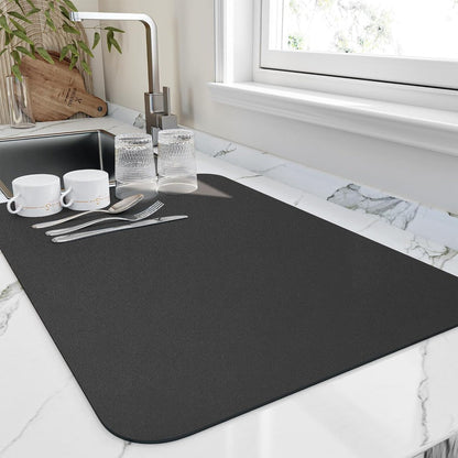 AquaStone Quick Dry Dish Mat – Super Absorbent Kitchen Counter Drying Solution