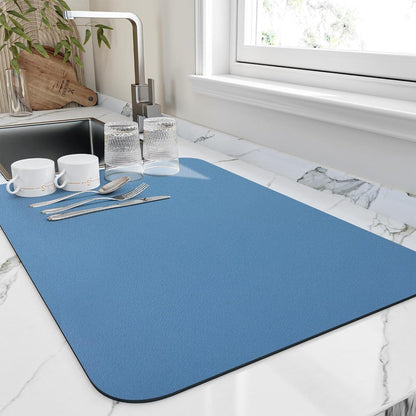 AquaStone Quick Dry Dish Mat – Super Absorbent Kitchen Counter Drying Solution