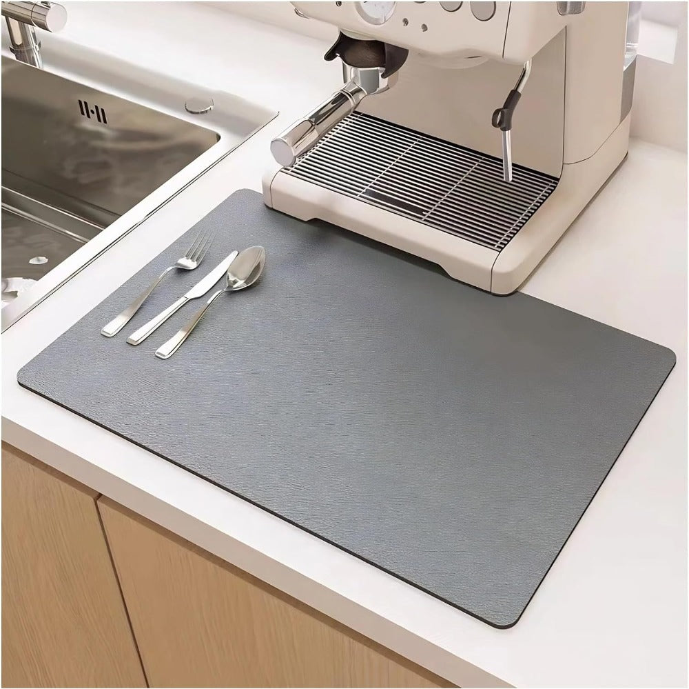 AquaStone Quick Dry Dish Mat – Super Absorbent Kitchen Counter Drying Solution