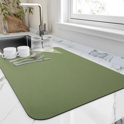 AquaStone Quick Dry Dish Mat – Super Absorbent Kitchen Counter Drying Solution