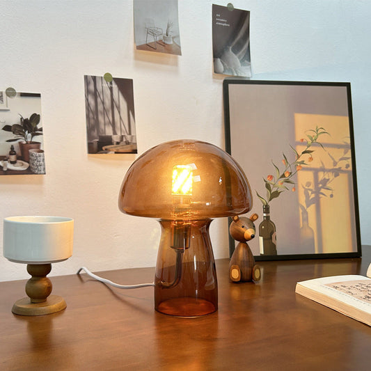 Amberglow Art Deco Glass Table Lamp for Warm Bedside Lighting