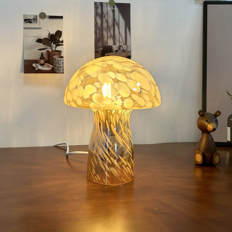 Amberglow Art Deco Glass Table Lamp for Warm Bedside Lighting