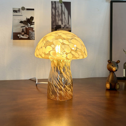 Amberglow Art Deco Glass Table Lamp for Warm Bedside Lighting