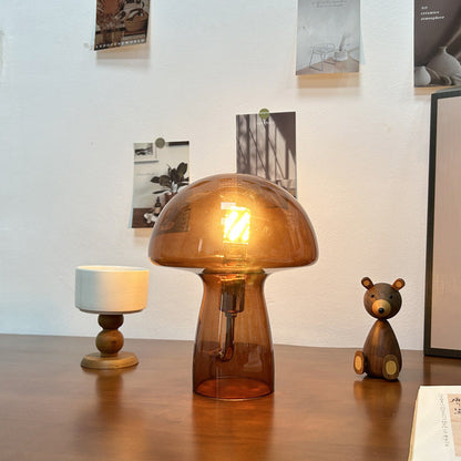 Amberglow Art Deco Glass Table Lamp for Warm Bedside Lighting