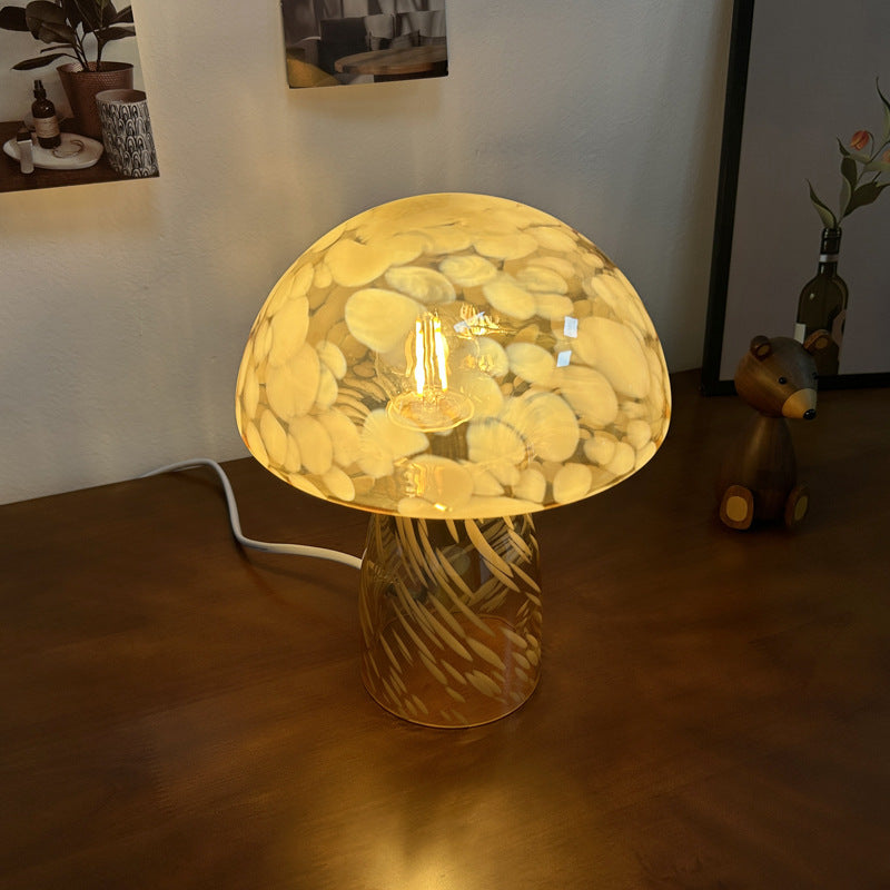 Amberglow Art Deco Glass Table Lamp for Warm Bedside Lighting