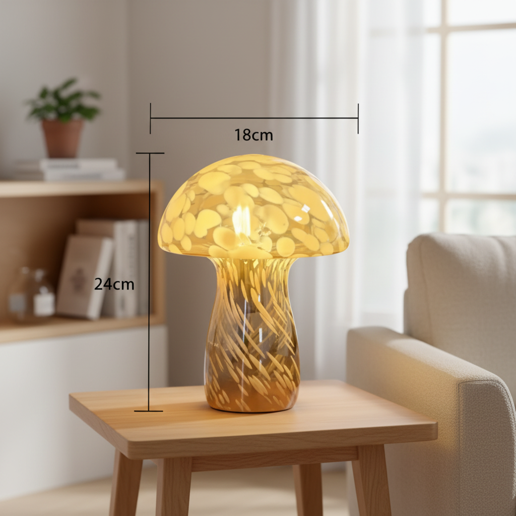 Amberglow Art Deco Glass Table Lamp for Warm Bedside Lighting