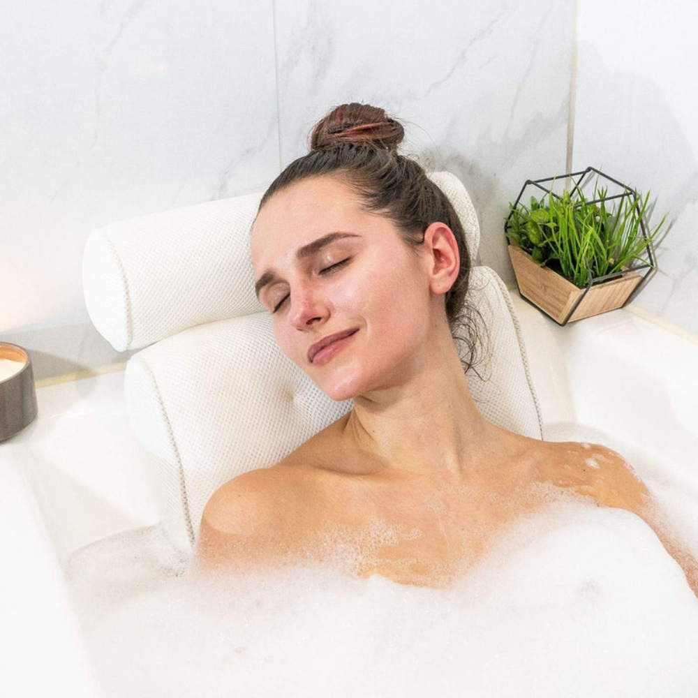 Lunelle Ergonomic Bath Pillow for Relaxing Neck Support