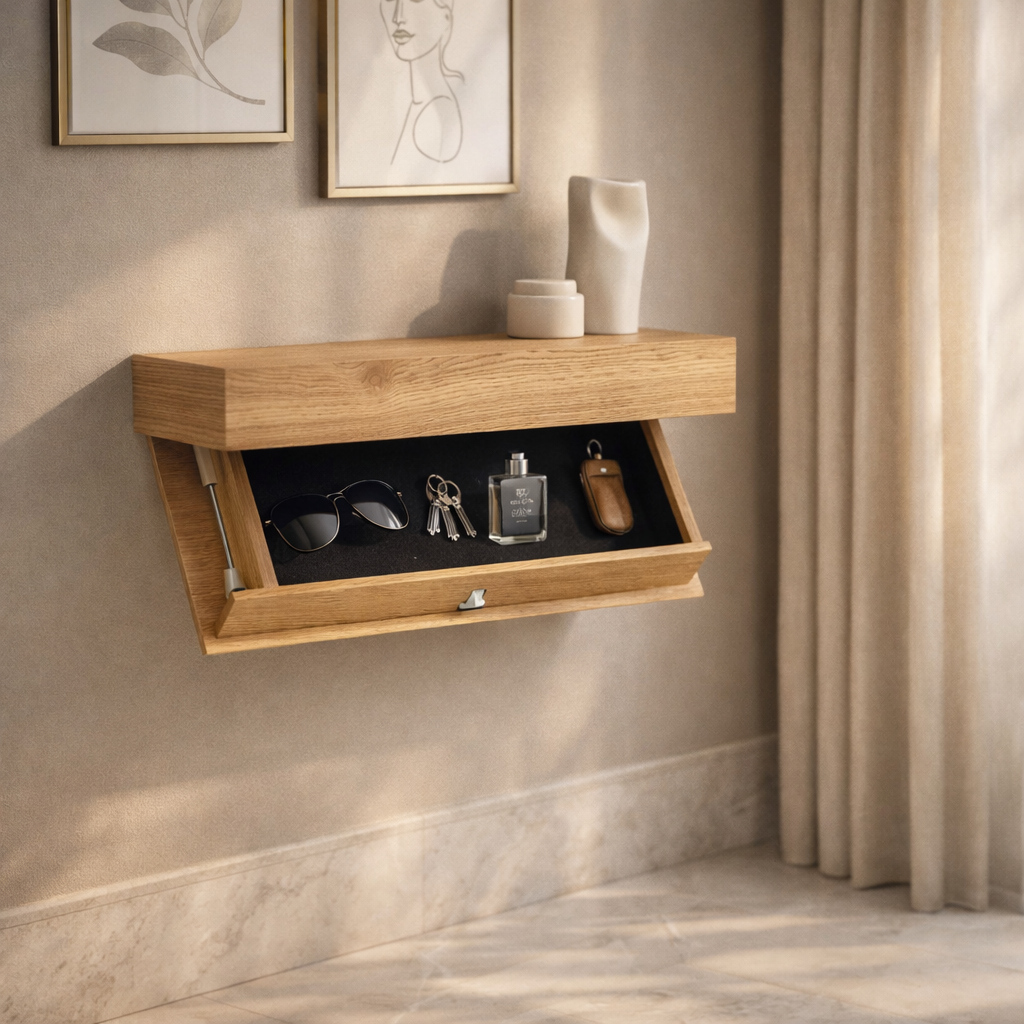 NovaVault Modern Floating Shelf – Hidden Storage Display for Contemporary Interiors
