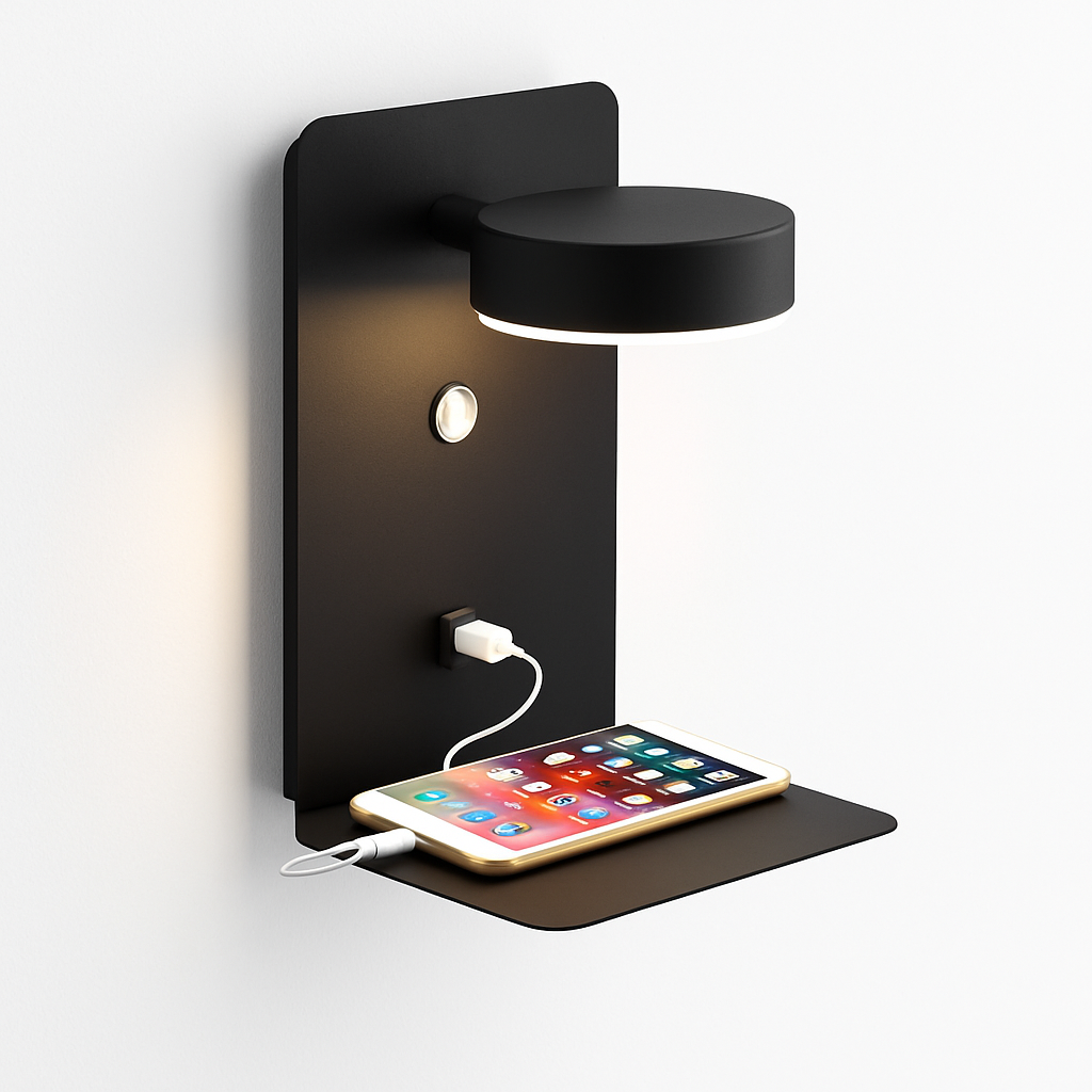Orvessa Modern LED Wall Light – Adjustable Sconce with USB Charging