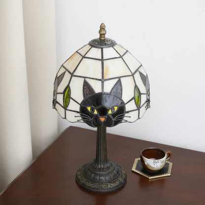 Felicity Cat Lovers Table Lamp – Vintage Stained Glass Shade for Whimsical Lighting