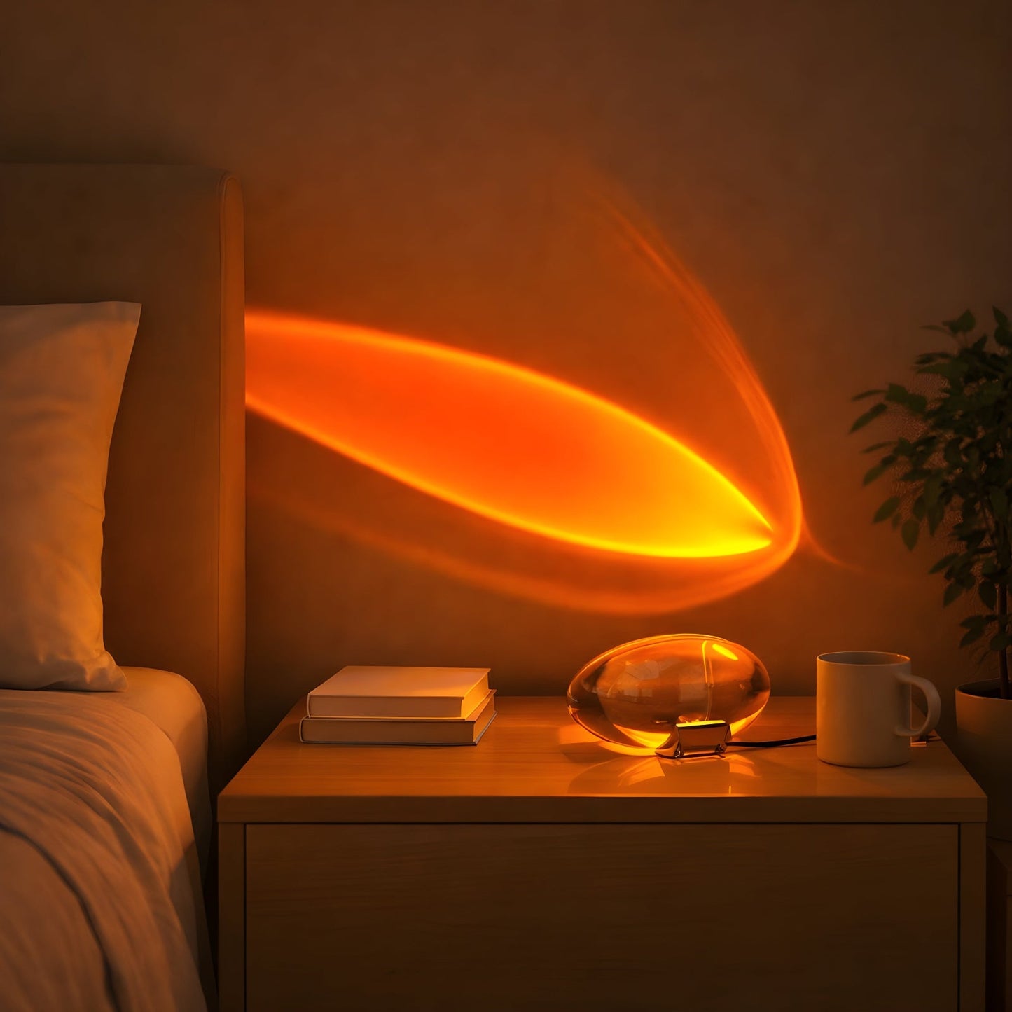 Siora Modern Sunset Table Lamp – Geometric Design for Cozy Bedroom Lighting
