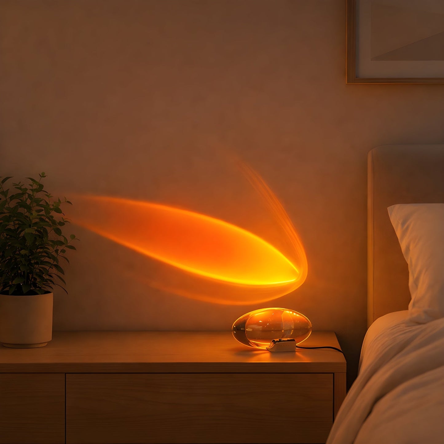Siora Modern Sunset Table Lamp – Geometric Design for Cozy Bedroom Lighting