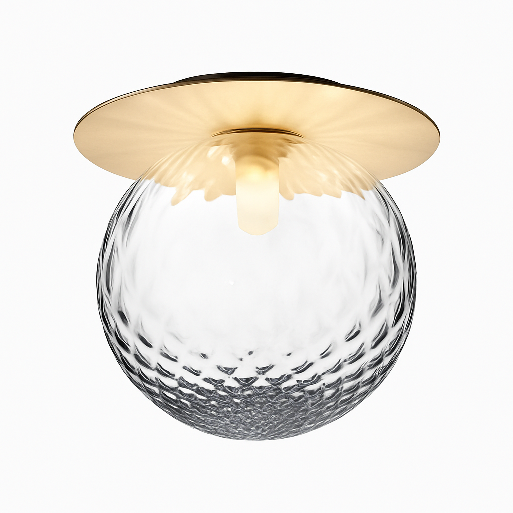 Bavelle Modern Gold Flush Mount Ceiling Light – Elegant Glass Dome Design for Cozy Ambiance